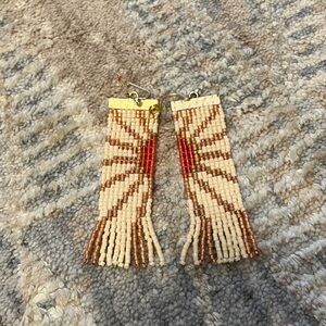 Spartina 449 Beaded Earrings - Red, Gold, Cream, Brown